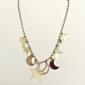 Gold Star and Moon Charm Necklace